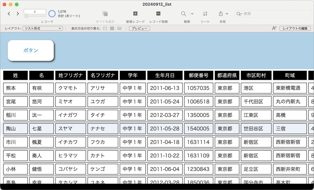 全てのレコードに枠を表示